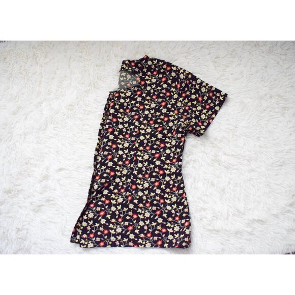 Vintage 80s‎ Handmade Polyester Dark  Floral Blouse - Picture 9 of 10